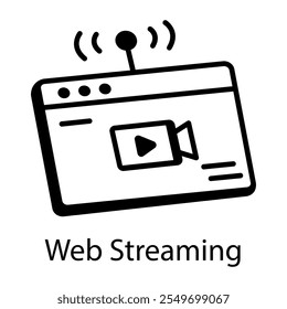 A linear style icon of web streaming 