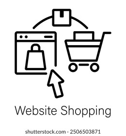 Un ícono de estilo lineal de compras de Sitio web 