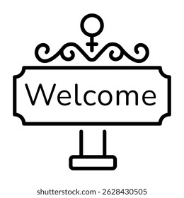 A linear style icon of welcome sign