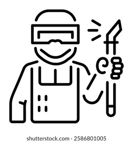 A linear style icon of a welder