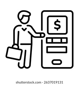 A linear style icon of withdraw money