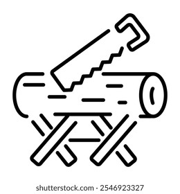 A linear style icon of wood sawhorse 