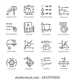 Linear Style Icons Depicting Calculus Functions

