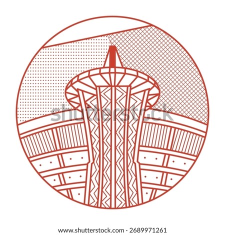 A linear style illustration representing aspire tower