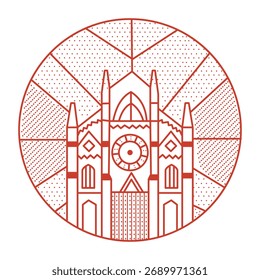 Una ilustración de estilo lineal que representa la sainte chapelle