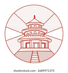 A linear style illustration representing tiantan