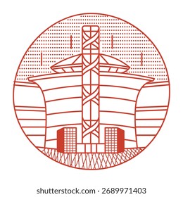 Una ilustración de estilo lineal que representa el torso giratorio