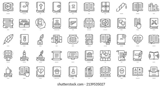 Linear Style literature Icons Bundle