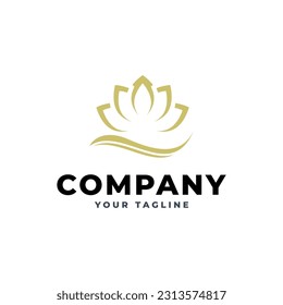 icono del logo de la flor de loto de estilo lineal.