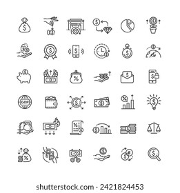 Linear Style macro economy Icons Bundle