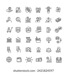 Linear Style macro economy Icons Bundle