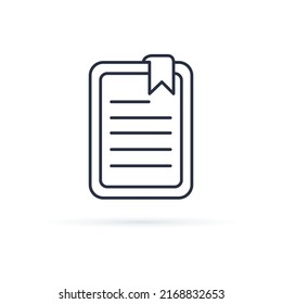 Linear style minimal e-book reader, e-reader, electronic, digital book icon. Online education , online school, digital reading, e-learning concept. Digital Online Education Application learning phone