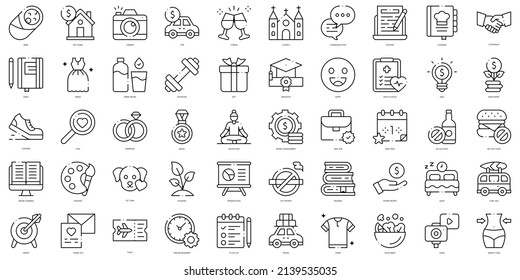 Linear Style new year proposals Icons Bundle