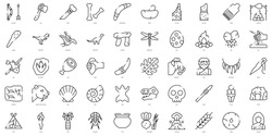 Linear Style Prehistoric Icons Bundle