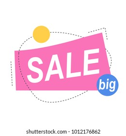 linear style. promotion banners. flat bubble sticker or label. Vector illustration  Text on pink round â?? big sale.