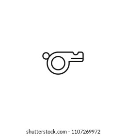 Linear style of referee whistle in black color placed on white background