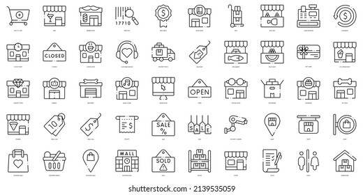 Linear Style shops and stores Icons Bundle