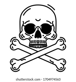 Linear style skull and crossbones icon/ Vector illustration 