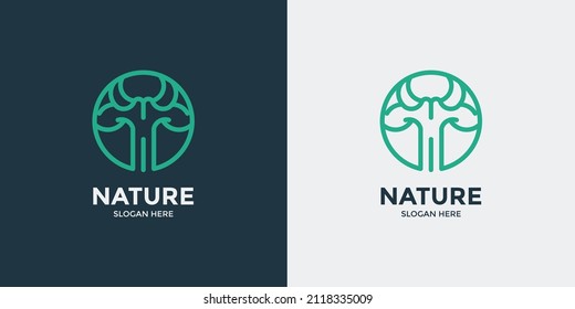 linear style tree logo set