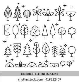 Linear style trees icons