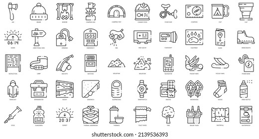 Linear Style trekking Icons Bundle