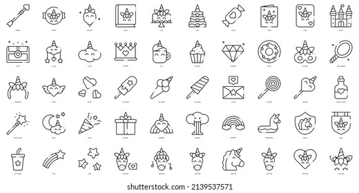 Linear Style unicorn Icons Bundle