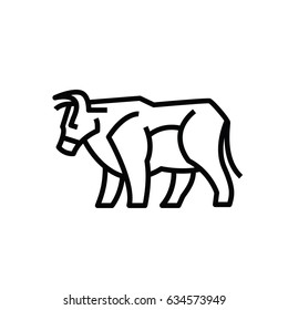 Linear stylized drawing of bull ox or cow - for icon or sign template