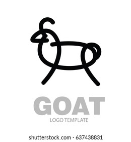 Linear stylized drawing goat or nanny - for icon or sign template