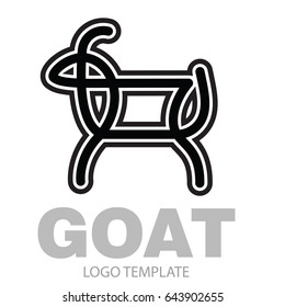 Linear stylized drawing goat or nanny - for icon or sign template