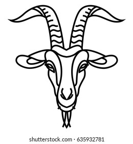 Linear stylized drawing - Goat's head - for icon or sign template