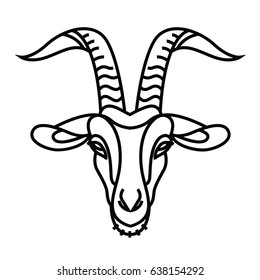 Linear stylized drawing - Goat's head - for icon or sign template
