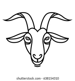 Linear stylized drawing - Goat's head - for icon or sign template