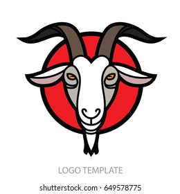 Linear stylized drawing Goat's head - stylish portrait for design