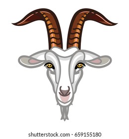 Linear stylized drawing Goat's head - stylish portrait for design