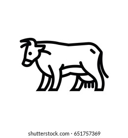 Linear stylized drawing of going cow