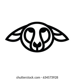 Linear stylized drawing - head of sheep or ram - for icon or sign template