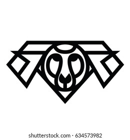 Linear stylized drawing - head of sheep or ram - for icon or sign template