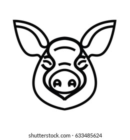Linear stylized drawing of pig swine - for icon or sign template
