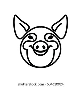 Linear stylized drawing of pig swine - for icon or sign template