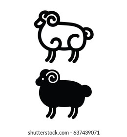 Linear stylized drawing of ram - for icon or sign template