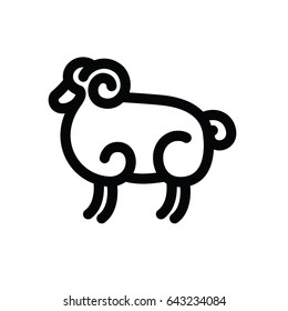 Linear stylized drawing of ram - for icon or sign template