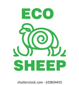 Linear stylized drawing of sheep - for icon or sign template