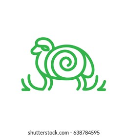 Linear stylized drawing of sheep - for icon or sign template