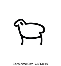 Linear stylized drawing of sheep or ram - for icon or sign template