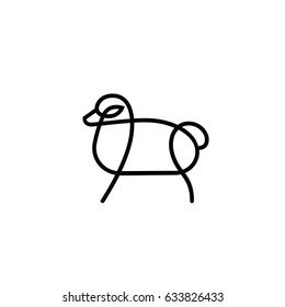 Linear stylized drawing of sheep or ram - for icon or sign template