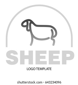 Linear stylized drawing of sheep or ram - for icon or sign template