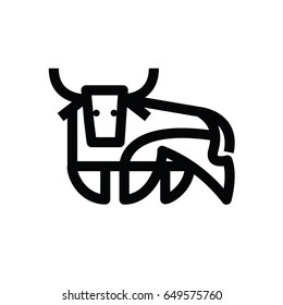 Linear stylized drawing of stand bull or cow - for icon or sign template