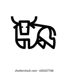 Linear stylized drawing of stand bull or cow - for icon or sign template