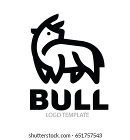 Linear stylized drawing of stand powerful big bull