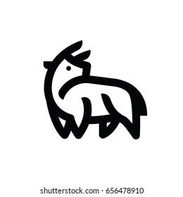Linear stylized drawing of stand powerful big bull